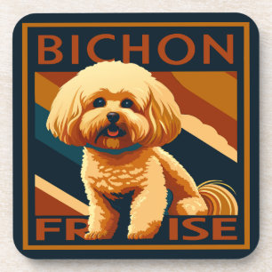 Dessous-de-verre Cute Bichon Frise Chien Chien Chien Chien Retro Po