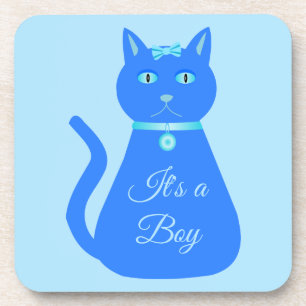 Dessous-de-verre Cute Blue Baby Boy Chat Personnalisé Genre Reveill