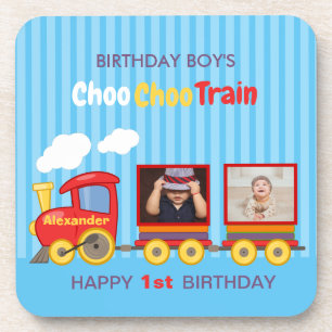 Dessous-de-verre Cute Blue Stripes Motif Toy Train Boys Anniversair