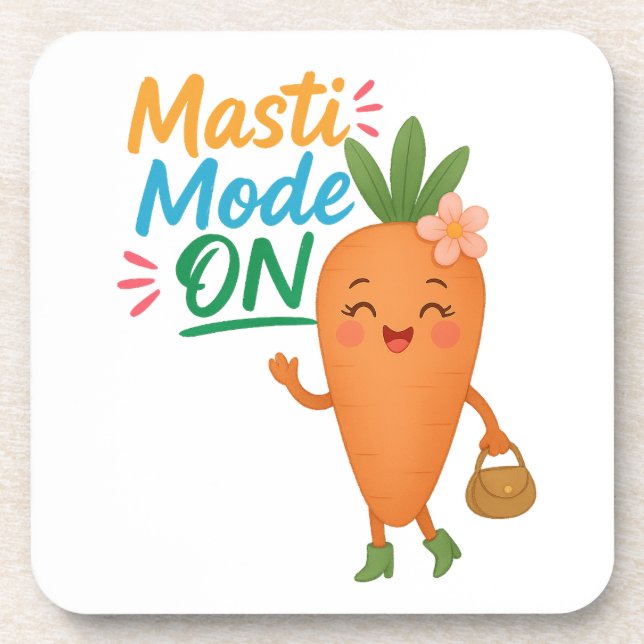 Dessous-de-verre Cute Carrot Masti Mode ON Coasters Set Fun Cartoon (Devant)