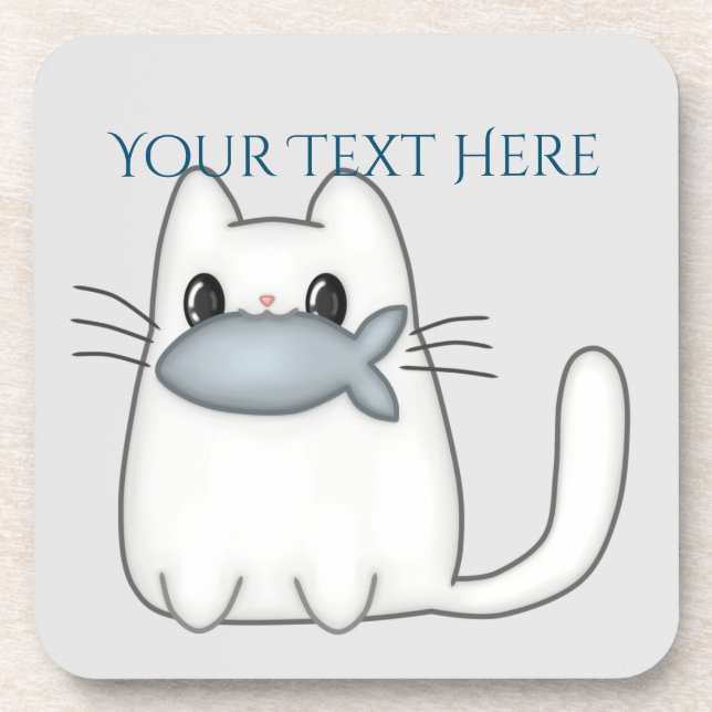 Dessous-de-verre Cute chat avec poisson Prix (Devant)