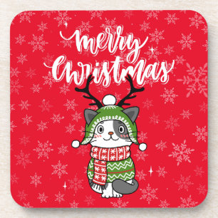 Dessous-de-verre Cute Chat Noël Stocking fourchettes Galore