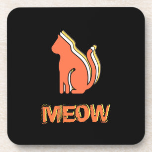 Dessous-de-verre Cute Chat, Orange & Animal Jaune, Pop Art Abstrait