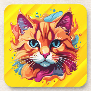 Dessous-de-verre Cute Colorful Chat Face-87002