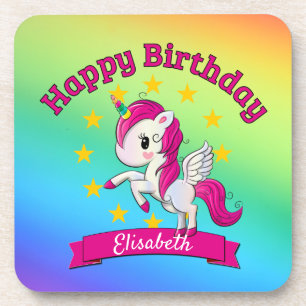 Dessous-de-verre Cute Colorful Magique Unicorn Rainbow Kids Nom