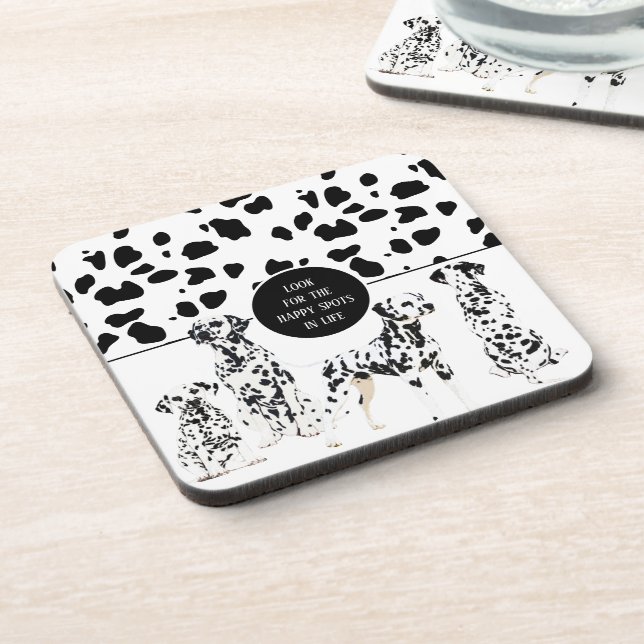 Dessous-de-verre Cute Dalmatiens Noir & Blanc Zones Joyeuses (Côté gauche)