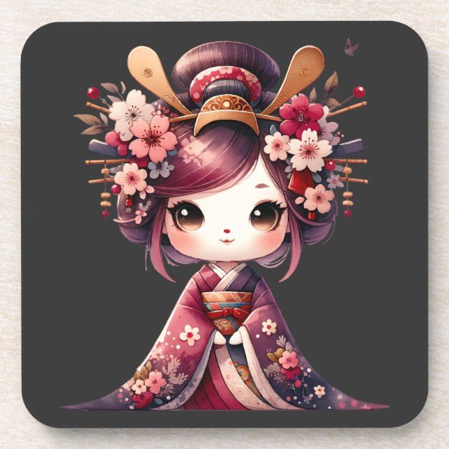 Dessous-de-verre Cute Japonaise Geisha (Devant)