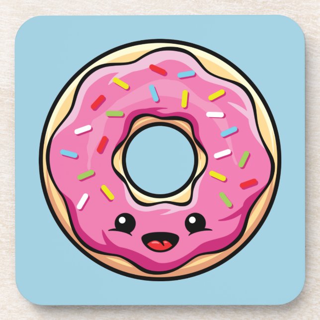 Dessous-de-verre Cute Kawaii Pink Donut (Devant)
