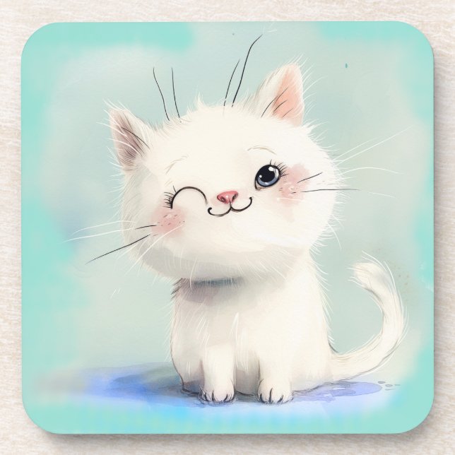 Dessous-de-verre Cute Kitten blanc (Devant)
