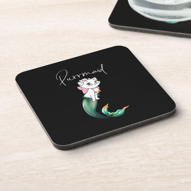 Dessous-de-verre Cute Kitten Purrmaid - Fun Mermaid Design de chat (Côté gauche)
