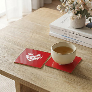 Dessous-de-verre Cute Moderne Élégant Coeurs Blancs Et Rouges Tenda