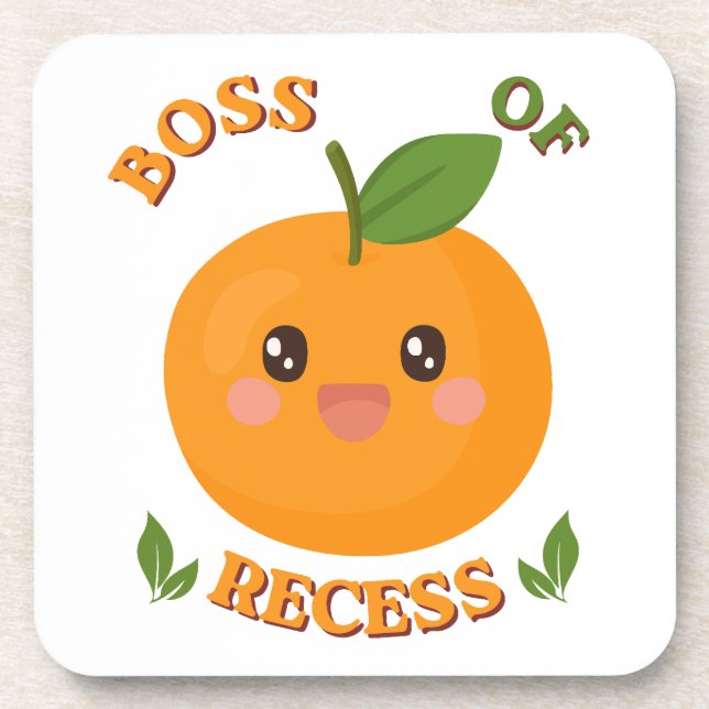 Dessous-de-verre Cute Orange "Boss of Recess" Drink Coaster  (Devant)