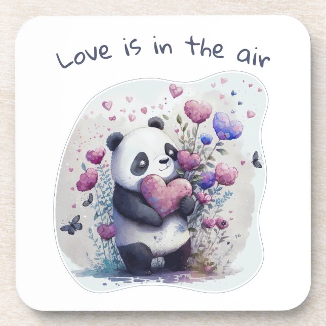 Dessous-de-verre Cute Panda Love Heart Valentine boisson coaster (Devant)