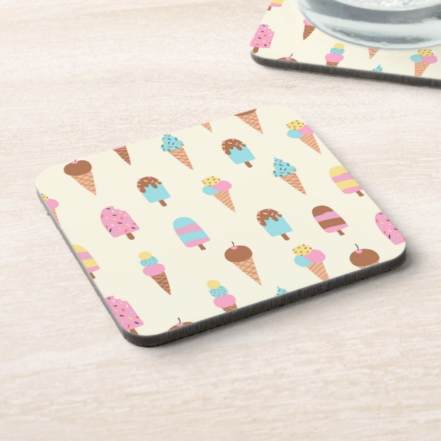 Dessous-de-verre Cute Pastel Motif de crème glacée (Côté gauche)