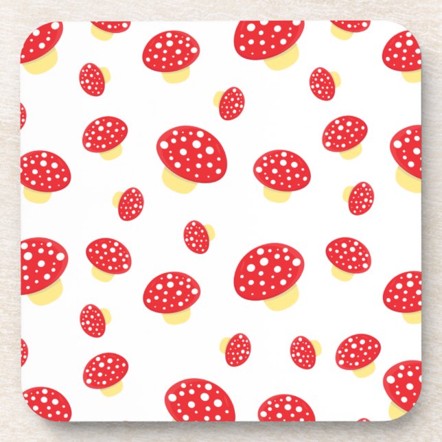 Dessous-de-verre Cute Red Spotty Toadstool Mushrooms Pattern (Devant)