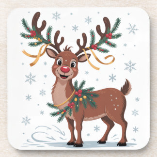 Dessous-de-verre Cute Rudolph with Gold Accents