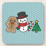 Dessous-de-verre Cute Snow Pals coasters<br><div class="desc">Coasters with a cute holiday snowman and gingerbread design.</div>