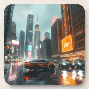 Dessous-de-verre Cyberpunk Skyscrapper City Cars