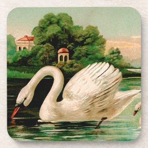 Dessous-de-verre Cygne vintage dans le lac