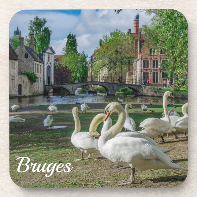 Dessous-de-verre Cygnes blancs dans le centre de Bruges (Devant)