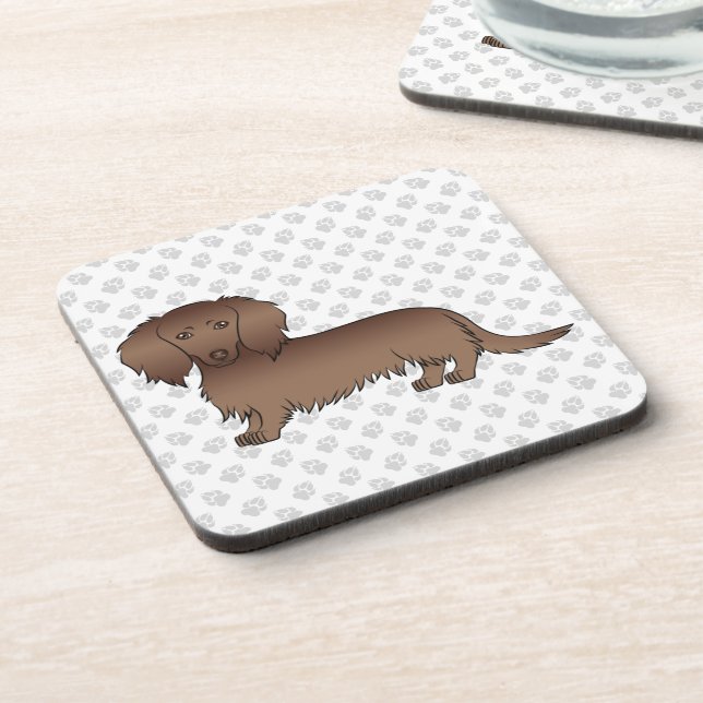 Dessous-de-verre Dachshund à longs poils au chocolat Chien de dessi (Côté gauche)