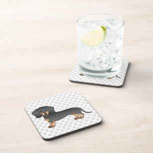 Dessous-de-verre Dachshund à poil court noir et feu, chien mignon &