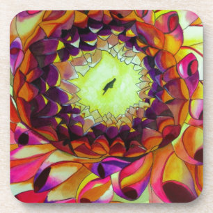 Dessous-de-verre Dahlia pourpre art floral abstrait original