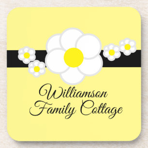 Dessous-de-verre Daisy Black Stripe Jaune Elegant Family Cottage