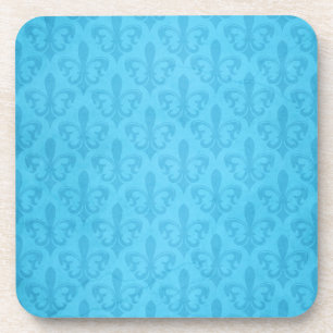 Dessous-de-verre Damask aqua bleu fleur de lis ensemble de 6 dessou