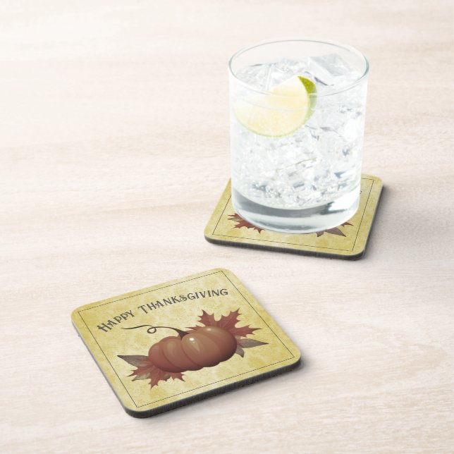 Dessous-de-verre Damask, Citrouille de Thanksgiving | jaune (Côté Droit)