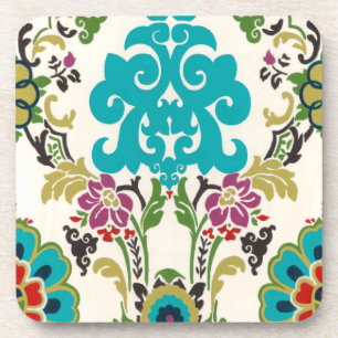 Dessous-de-verre Damask Floral Patterns Plum Turquoise