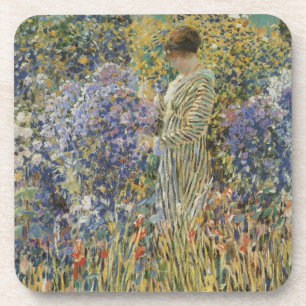 Dessous-de-verre Dame dans un jardin de Frederick Frieseke, Beaux-a