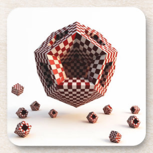 Dessous-de-verre Damier Rouge et Blanc Objets Géométriques
