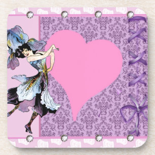 Dessous-de-verre Dancing vintage fleur fée rose design par LeahG