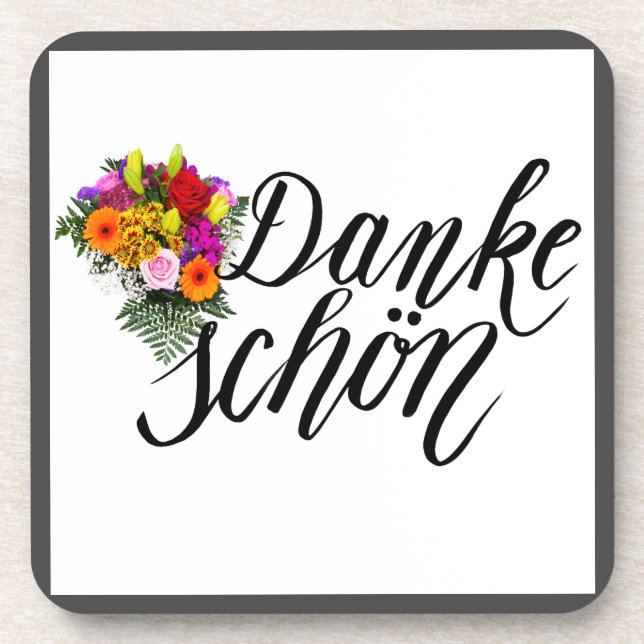 Dessous-de-verre Danke Schon Merci allemand Bouquet Bordure noire (Devant)