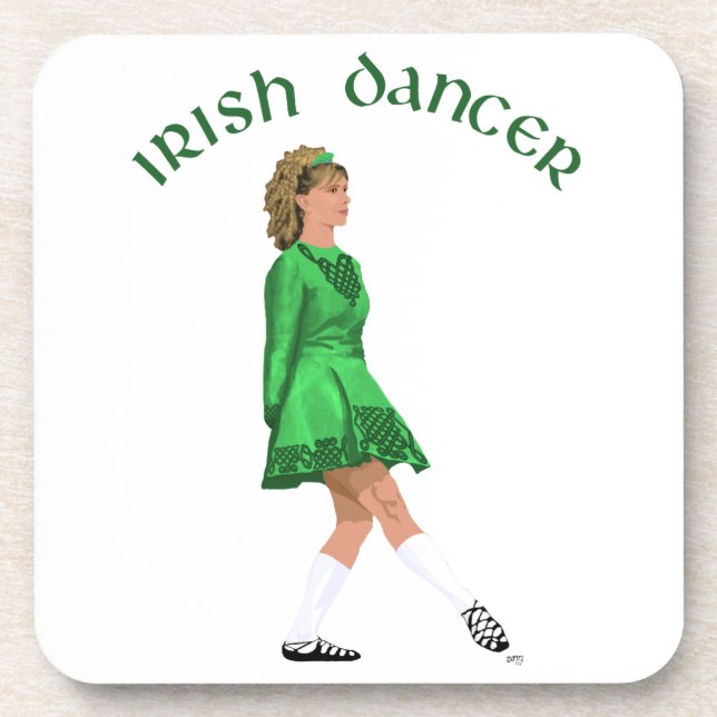 Dessous-de-verre Danseuse Irlandaise en Chaussures Souples Vertes (Devant)
