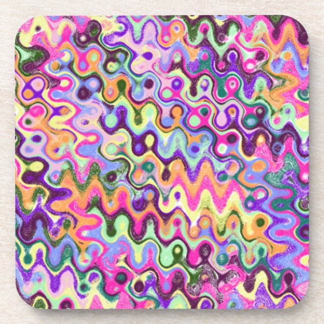 Dessous de verre d'art Abstrait aux couleurs vives (Devant)