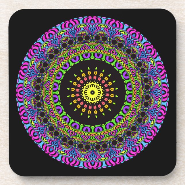 Dessous-de-verre Darts Mandala - néon 2 (Devant)