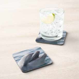 Dessous-de-verre Dauphin souriant joyeux au-dessus de l'eau bleue