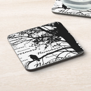 Dessous-de-verre De B&W silhouette d'arbre plus jamais Raven - E.A.