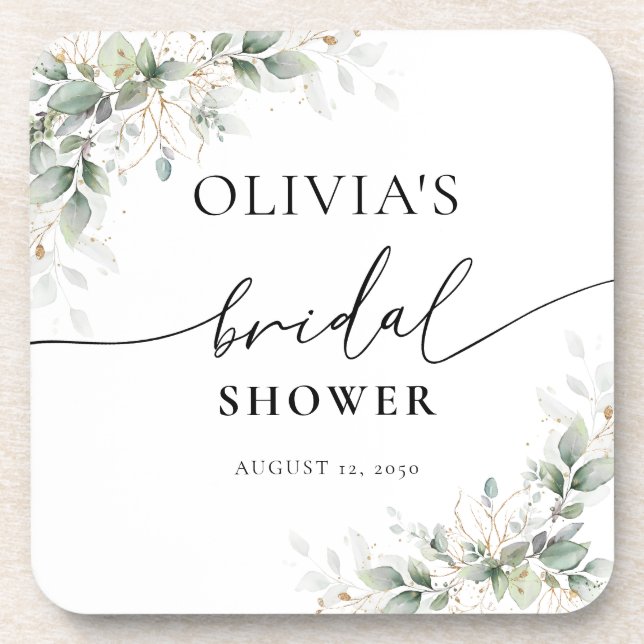 Dessous de verre de boisson pour mariage Eucalyptu (Devant)