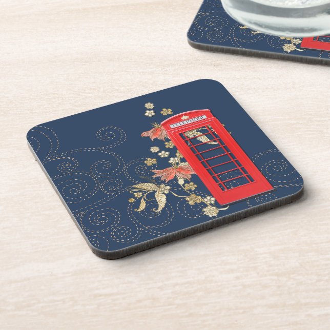 Dessous de verre de boîte de téléphone rouge (Côté gauche)