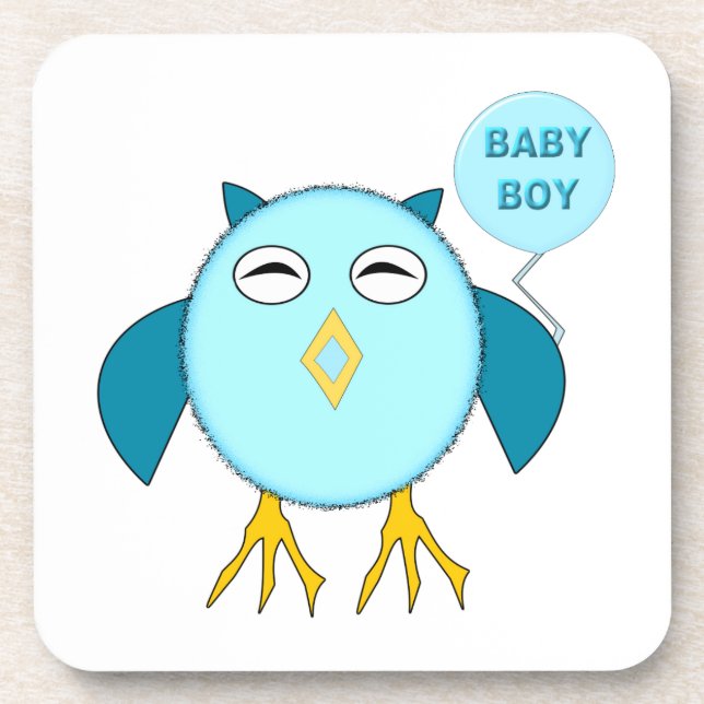 Dessous de verre de chouette de garçon Bébé Bleu C (Devant)