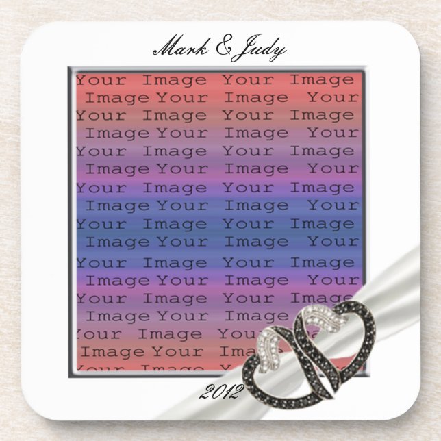 Dessous de verre de Coeurs Diamants Noirs & Blancs (Devant)