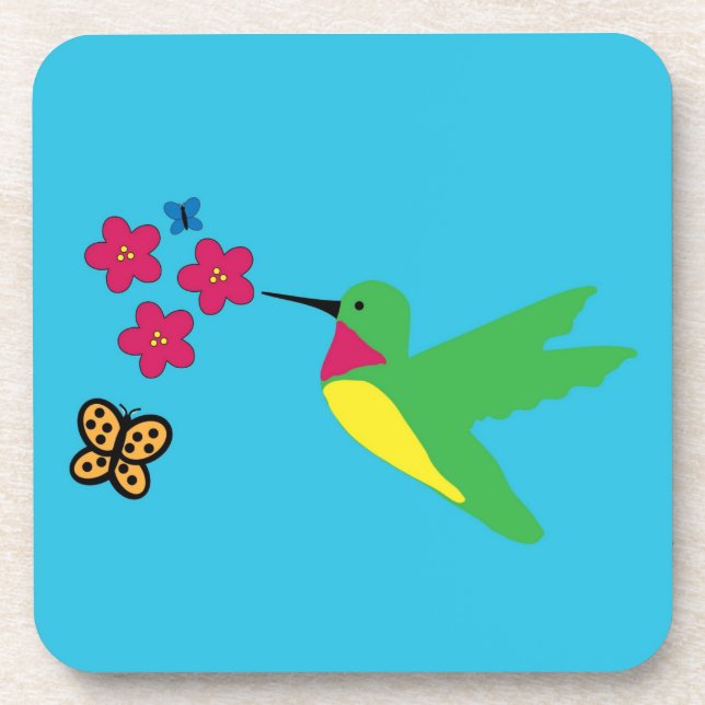 Dessous de verre de colibri (plastique dur) (Devant)