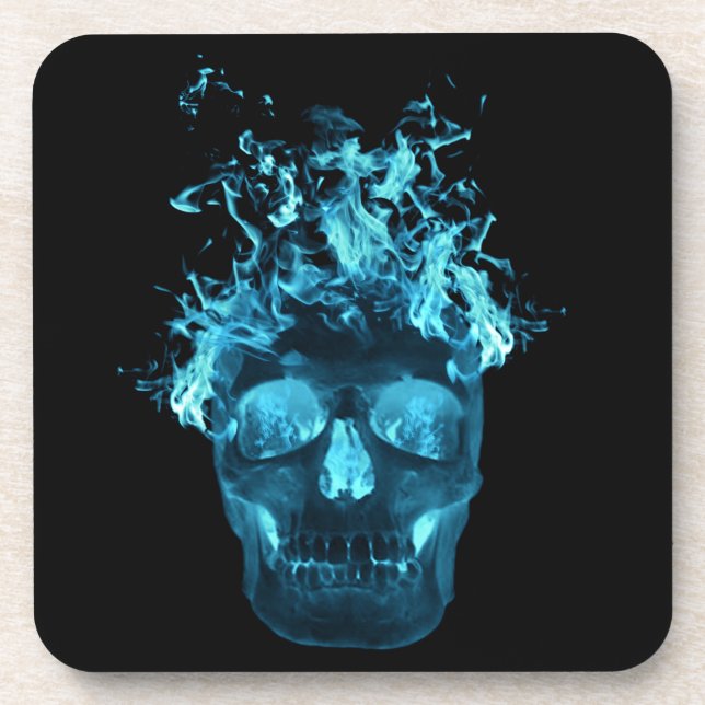 Dessous de verre de crâne bleu flamme (Devant)