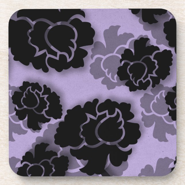 Dessous de verre de décadence florale grungy, Lila (Devant)