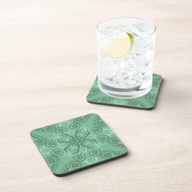 Dessous de verre de défilement vert orné (ensemble (Côté Droit)