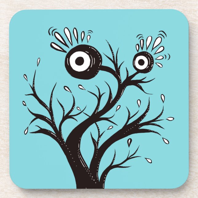 Dessous-de-verre De dessin étrange d'encre de monstre d'arbre (Devant)