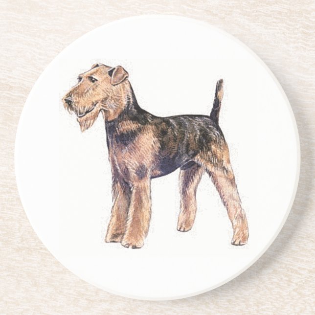 Dessous de verre de grès Airedale Terrier (Devant)
